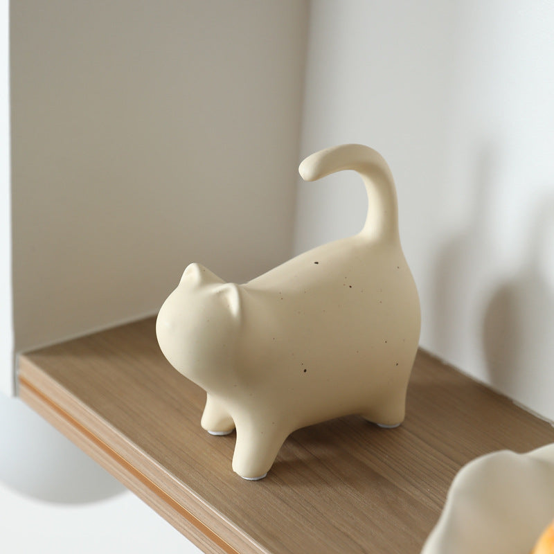 Nordic Minimalist Ceramic Cat Figurine