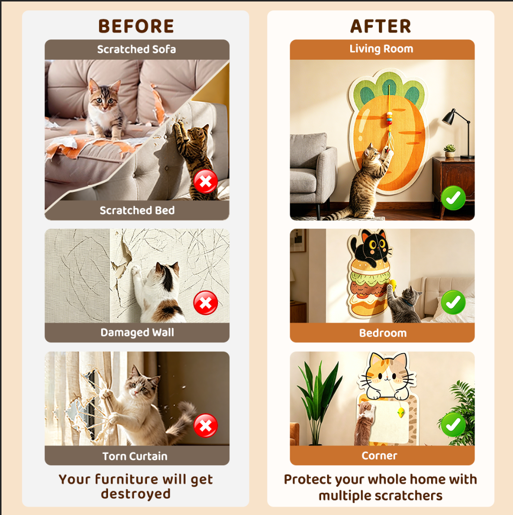 🐱No-Drill Cat Wall Scratcher – Fun & Easy