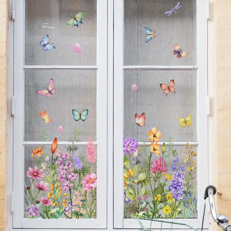 ✨LAST DAY: 49% OFF! - 💐Colorful Floral Bouquet Window Sticker🖼️(Cut to size freely)
