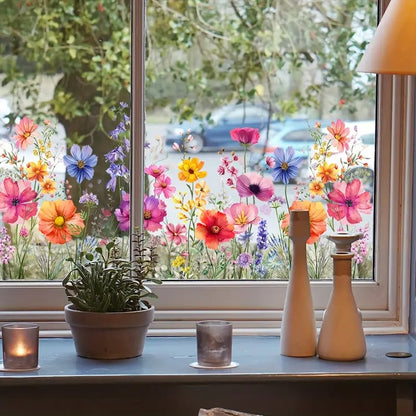 ✨LAST DAY: 49% OFF! - 💐Colorful Floral Bouquet Window Sticker🖼️(Cut to size freely)