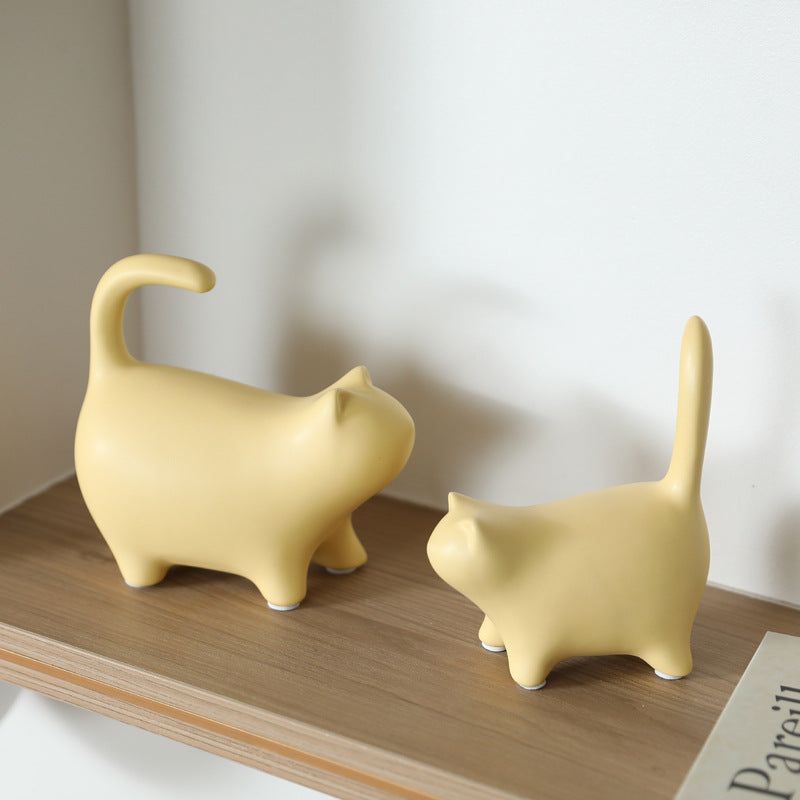 Nordic Minimalist Ceramic Cat Figurine