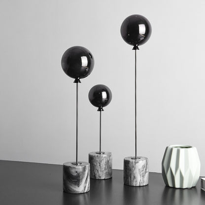 Modern Metal Orb Decor – Nordic Minimalist Marble Base Sculpture