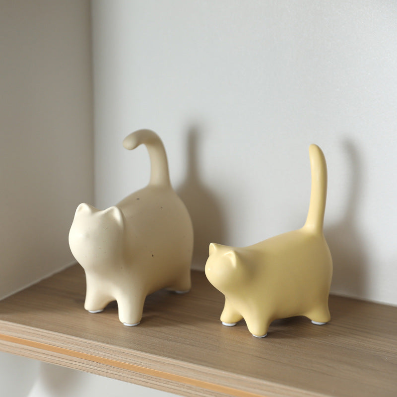 Nordic Minimalist Ceramic Cat Figurine