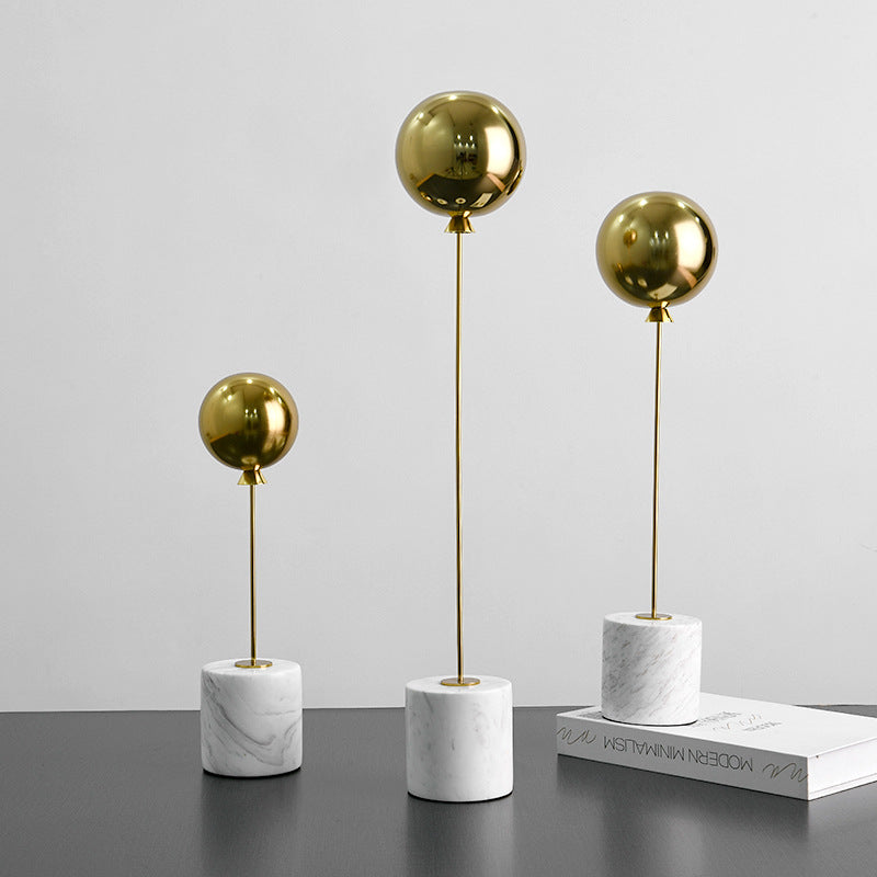 Modern Metal Orb Decor – Nordic Minimalist Marble Base Sculpture
