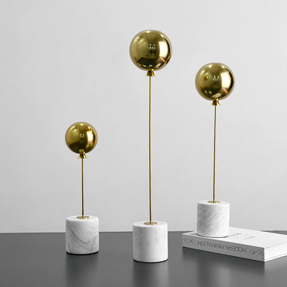 Modern Metal Orb Decor – Nordic Minimalist Marble Base Sculpture
