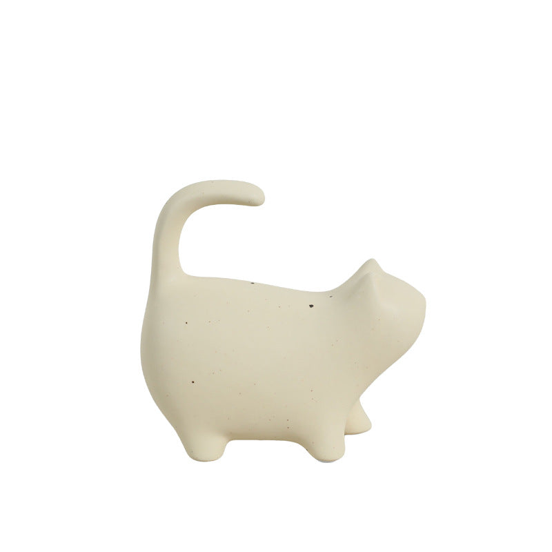 Nordic Minimalist Ceramic Cat Figurine