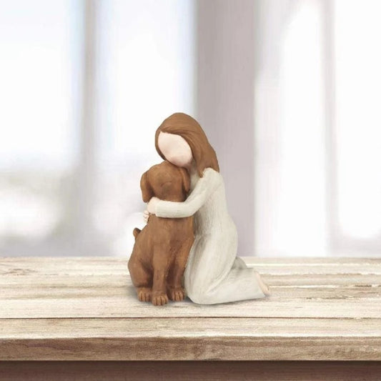 Comfort Dog Hug Figurine – Cozy Bedroom Companion Decor