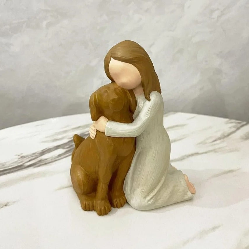 Comfort Dog Hug Figurine – Cozy Bedroom Companion Decor