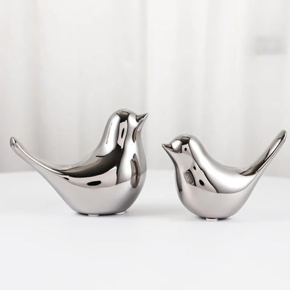 Silver Bird Decorative Ornament – Modern Minimalist Home Accent