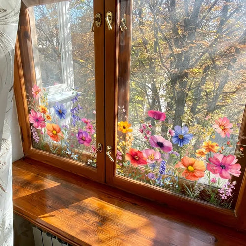 ✨LAST DAY: 49% OFF! - 💐Colorful Floral Bouquet Window Sticker🖼️(Cut to size freely)